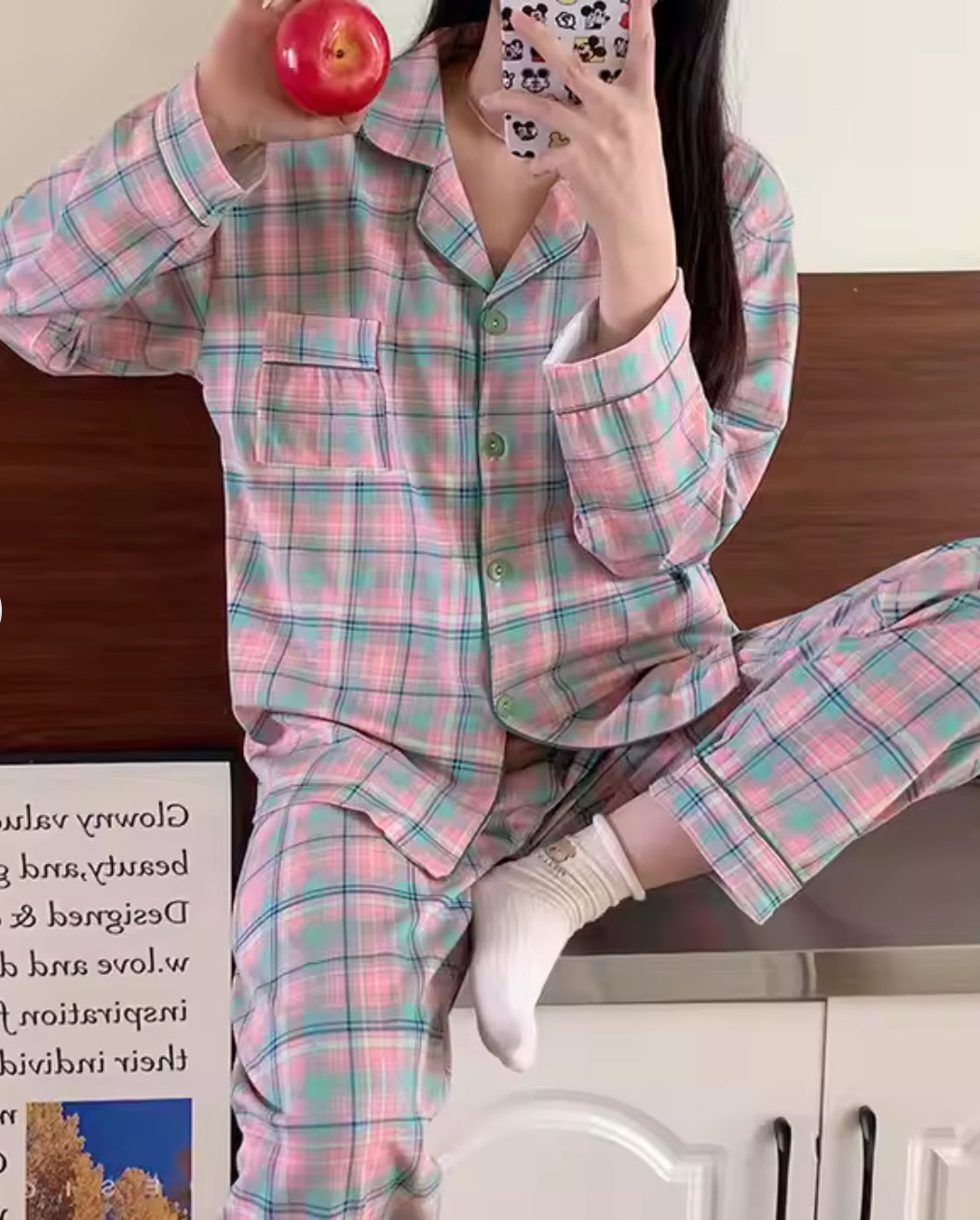 Women's pajamas plaid printed